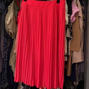 J. Crew Pleated Red A-Line Skirt